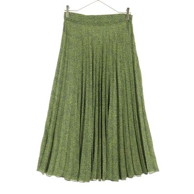 美品 ZARA ザラ 総柄 ロング丈 プリーツスカート M グリーン系