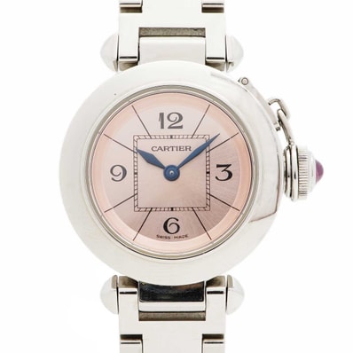 【6wdd0288】カルティエ ミス パシャ W3140008 ピンク文字盤【中古】腕時計 レディース