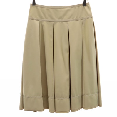 FOXEY NEW YORK フォクシーニューヨーク 日本製 ミディ丈 ボックスプリーツ フレアスカート ベージュ