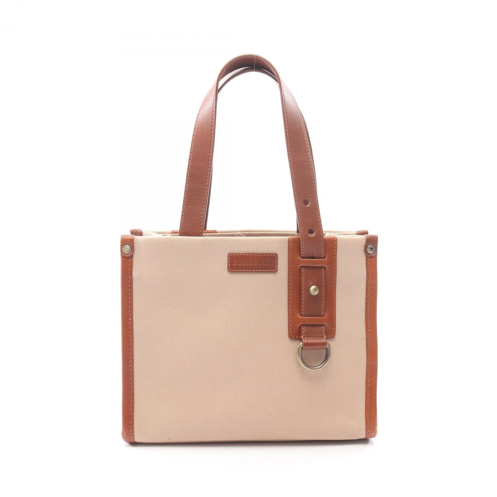 バーバリー BURBERRY ノバチェック トートバッグ バッグ キャンバス レザー レディース ベージュ系 / ブラウン系 【中古】