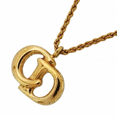 ★SALE【6jcb0872-k】クリスチャンディオール ネックレス CDロゴ GPメッキ ゴールド【中古】レディース