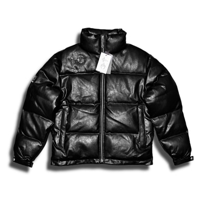 THUG CLUB TC Leather Puffer Jacket "BLACK"