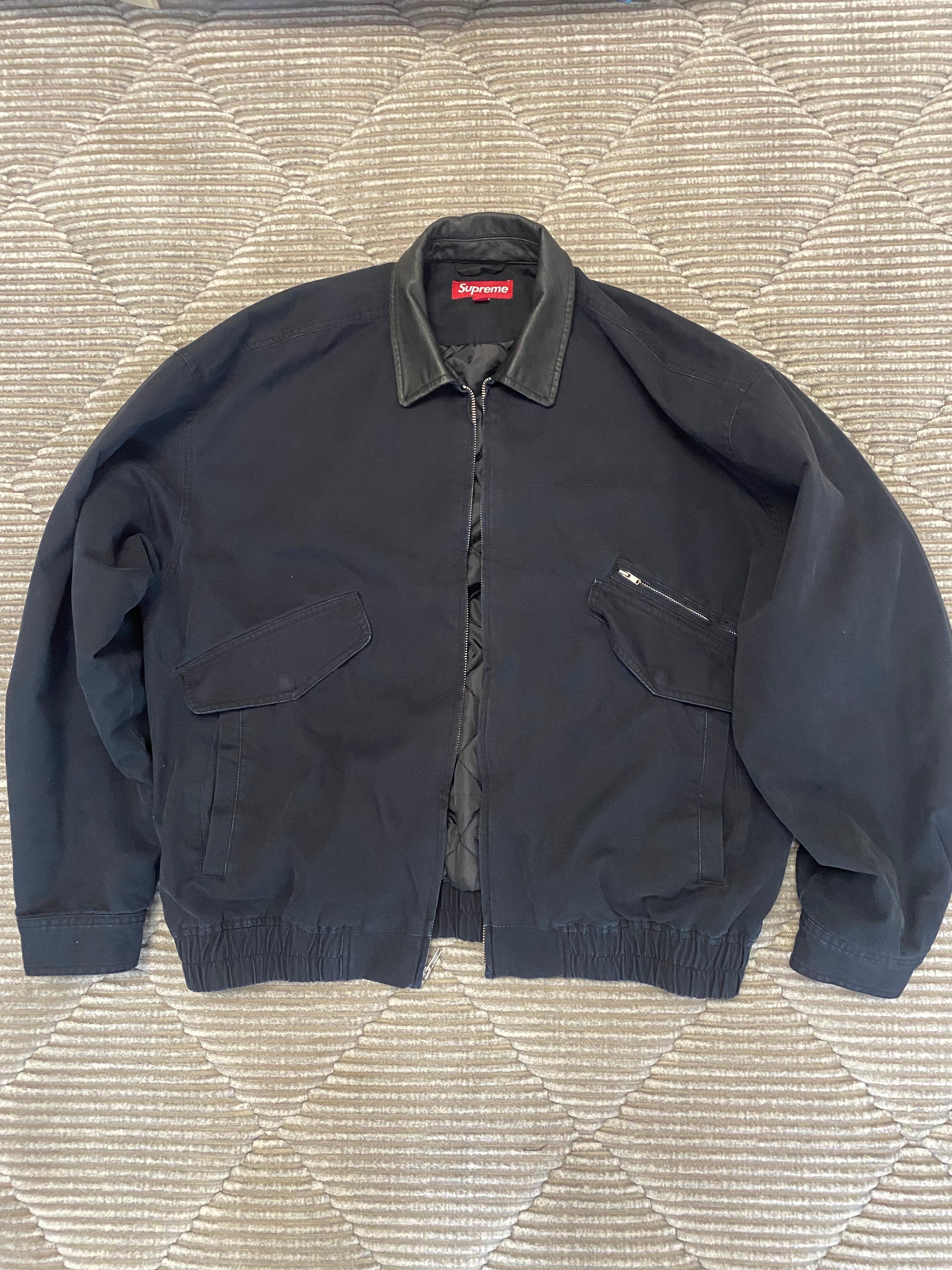 Supreme Leather Collar Utility Jacket "Black"
