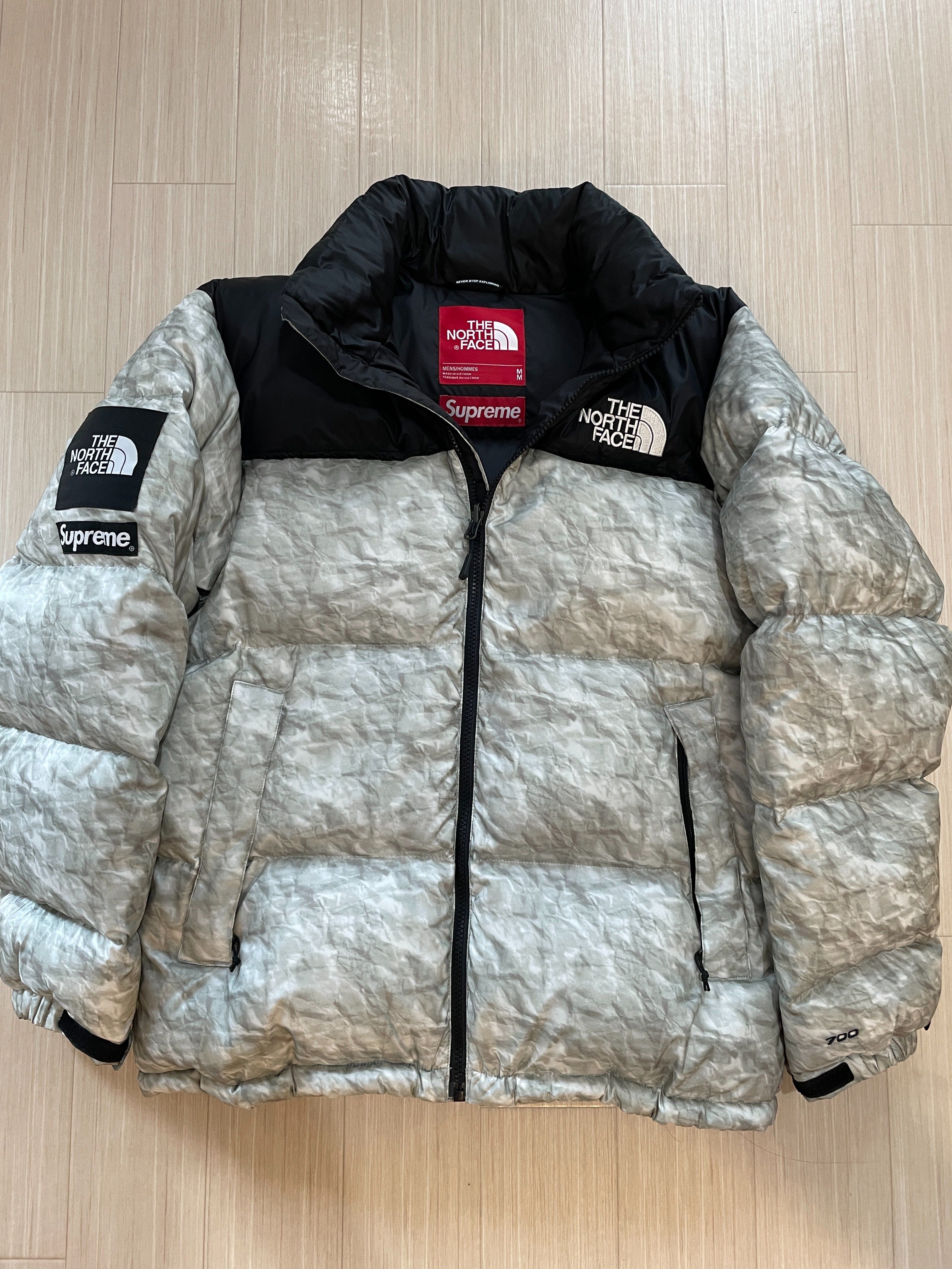 Supreme x The North Face Nuptse Jacket "White Paper Print"