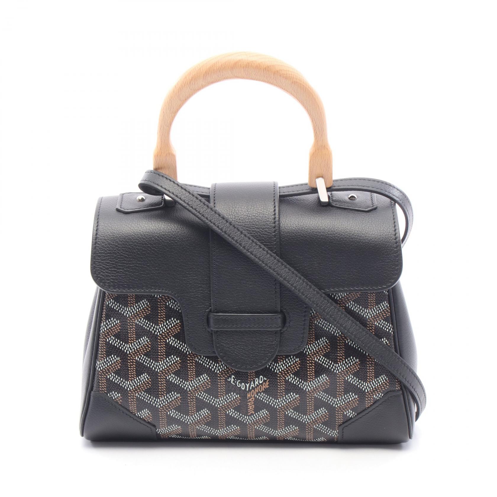 ゴヤール GOYARD サイゴン ミニ 2WAY ハンドバッグ バッグ PVCコーティングキャンバス レザー レディース ブラック系 / ブラウン系 / ホワイト系 SAIGONMINTY01CL03P 【中古】