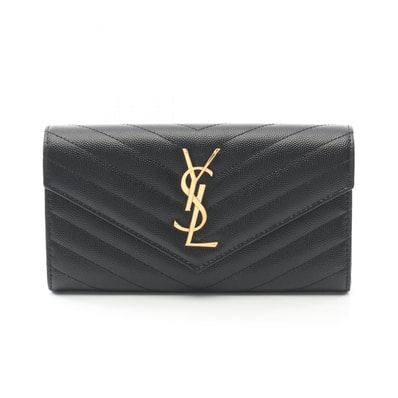 サンローランパリ SAINT LAURENT PARIS モノグラム 二つ折り長財布 財布 レザー レディース ブラック系 372264BOW011000 【新品】