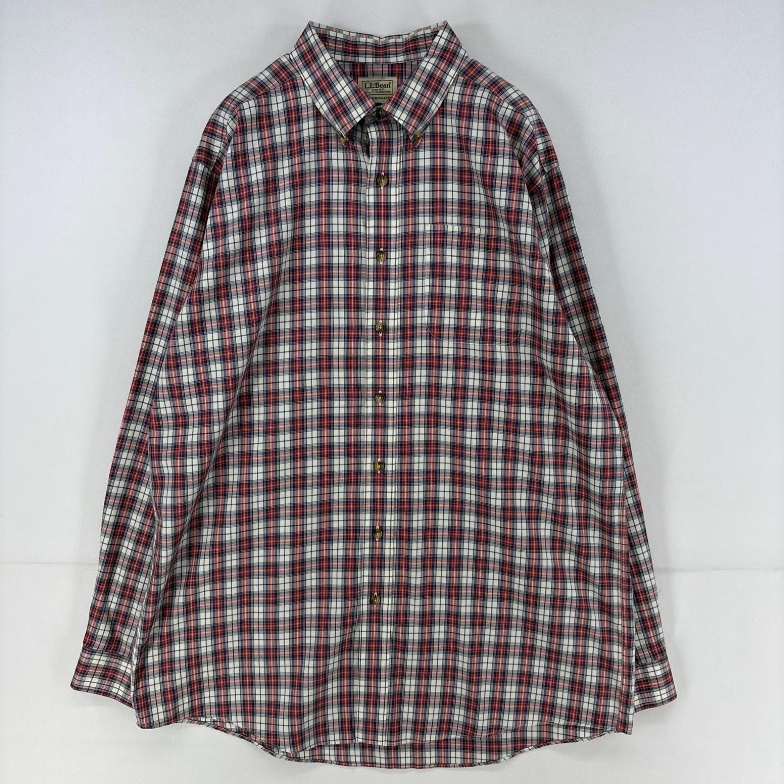 古着 エルエルビーン L.L.Bean 長袖シャツ トラディショナルフィット 胸ポケット マルチカラー L ホワイト系 チェック メンズ