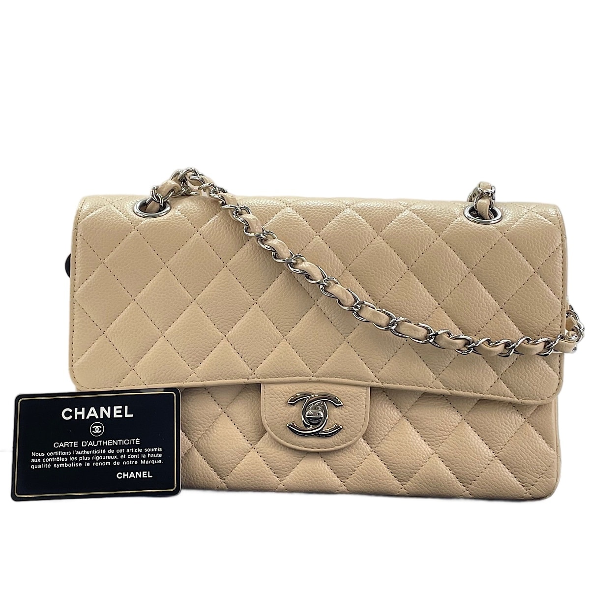 シャネル CHANEL キャビアスキン マトラッセ 25 ダブルフラップ ショルダーバッグ【中古】