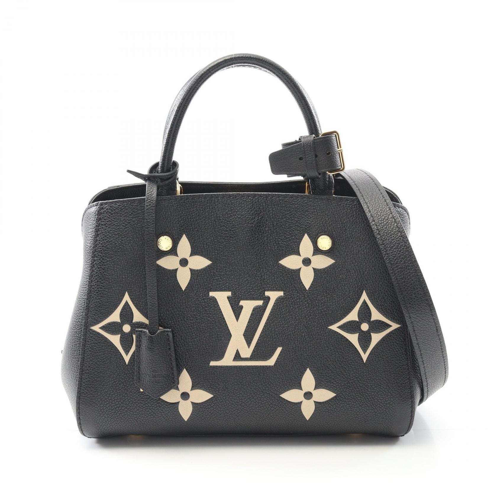 ルイ・ヴィトン LOUIS VUITTON モンテーニュBB バイカラー ハンドバッグ バッグ レザー モノグラム・アンプラント ベージュ レディース ブラック系 / ベージュ系 M45778 【中古】