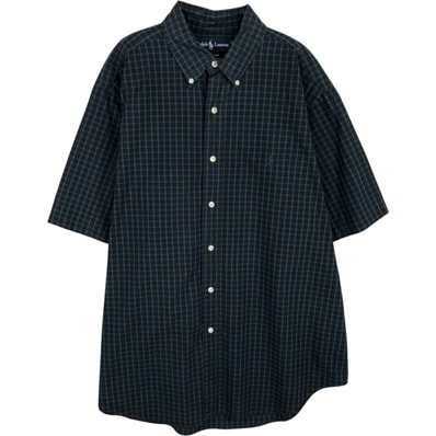 古着 ラルフローレン Ralph Lauren ブラックウォッチチェック 半袖 ボタンダウン チェックシャツ メンズL相当/eaa477578