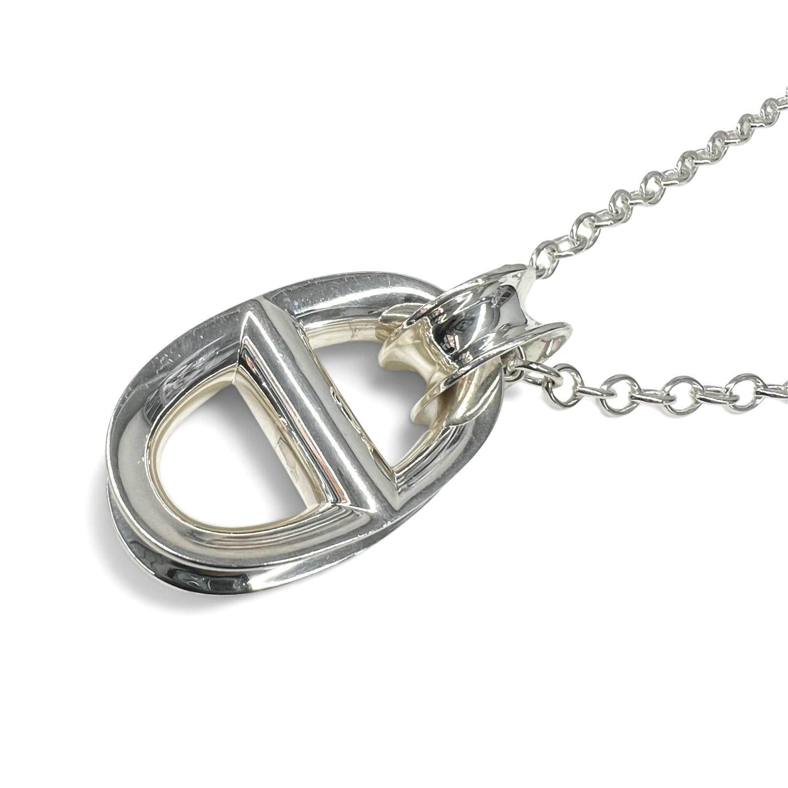 HERMES 希少 美品 エルメス シェーヌダンクル レポンスTGM ネックレス AG925 シルバー アクセサリー ABランク 中古 鑑定済 エルメスアクセ