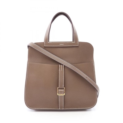 エルメス HERMES アルザン25 2WAY ハンドバッグ バッグ レザー トリヨンクレマンス トリヨンクレマンス エトゥープ Y刻印(2020年製造) レディース グレー系 【中古】