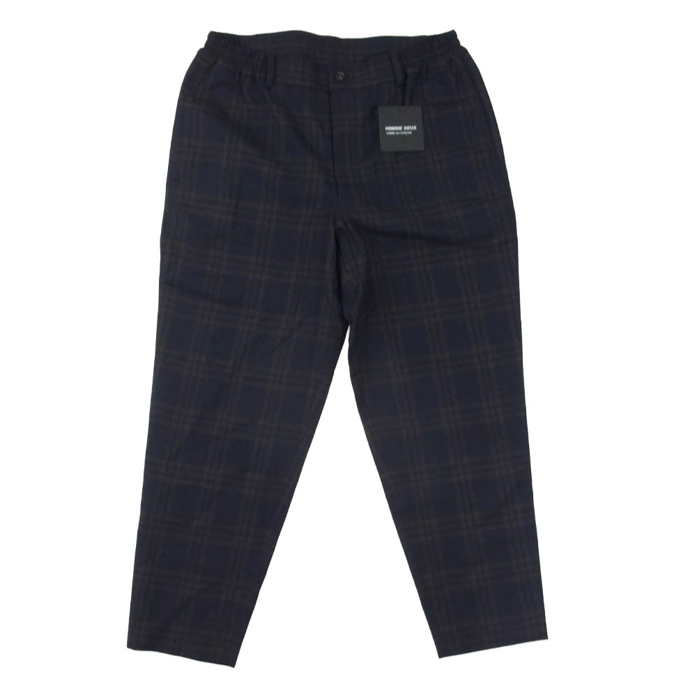 COMME des GARCONS HOMME DEUX コムデギャルソンオムドゥ パンツ 25AW DP-P030-051 Wool Dark Check Pants ウール ダークチェック パンツ トラウザーズ ネイビー系 XS【極上美品】【中古】