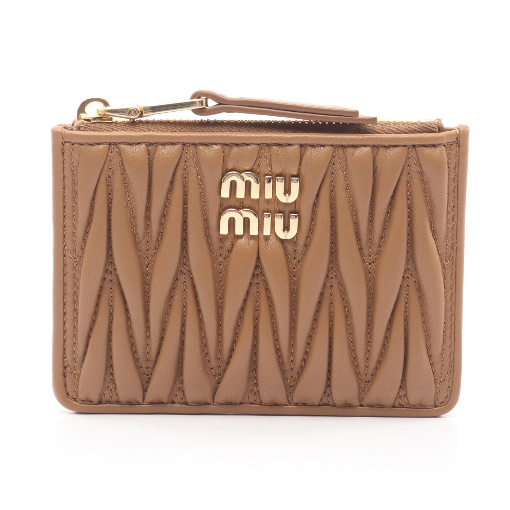 ミュウ ミュウ Miu Miu MATELASSE'MIU マテラッセ コインケース カードケース アクセサリー レザー レディース ブラウン系 5MC093AFPPF098L 【新品】