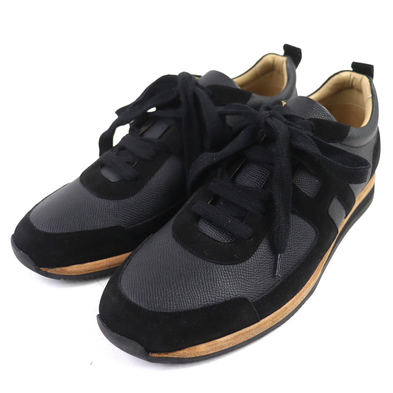 極美品 エルメス スニーカー パートナー ブラック メンズ 40 172408Z