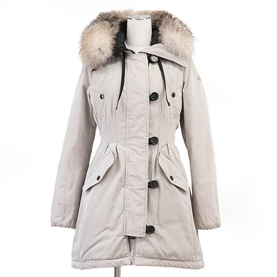 【美品】 モンクレール AREDHEL フォックスファー コート ダウンジャケット レディース グレージュ 1 MONCLER
