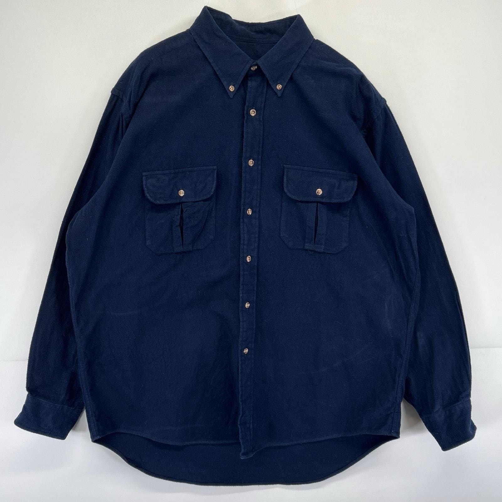 古着 ブルックスブラザーズ Brooks Brothers ネルシャツ ボタンダウン シャモア 1818 大きいサイズ XL  ダークネイビー系 メンズ