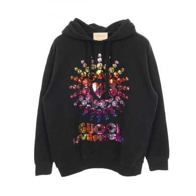 グッチ GUCCI LOVE PARADE パーカー 衣料品 トップス コットン メンズ ブラック系 / マルチカラー 【中古】