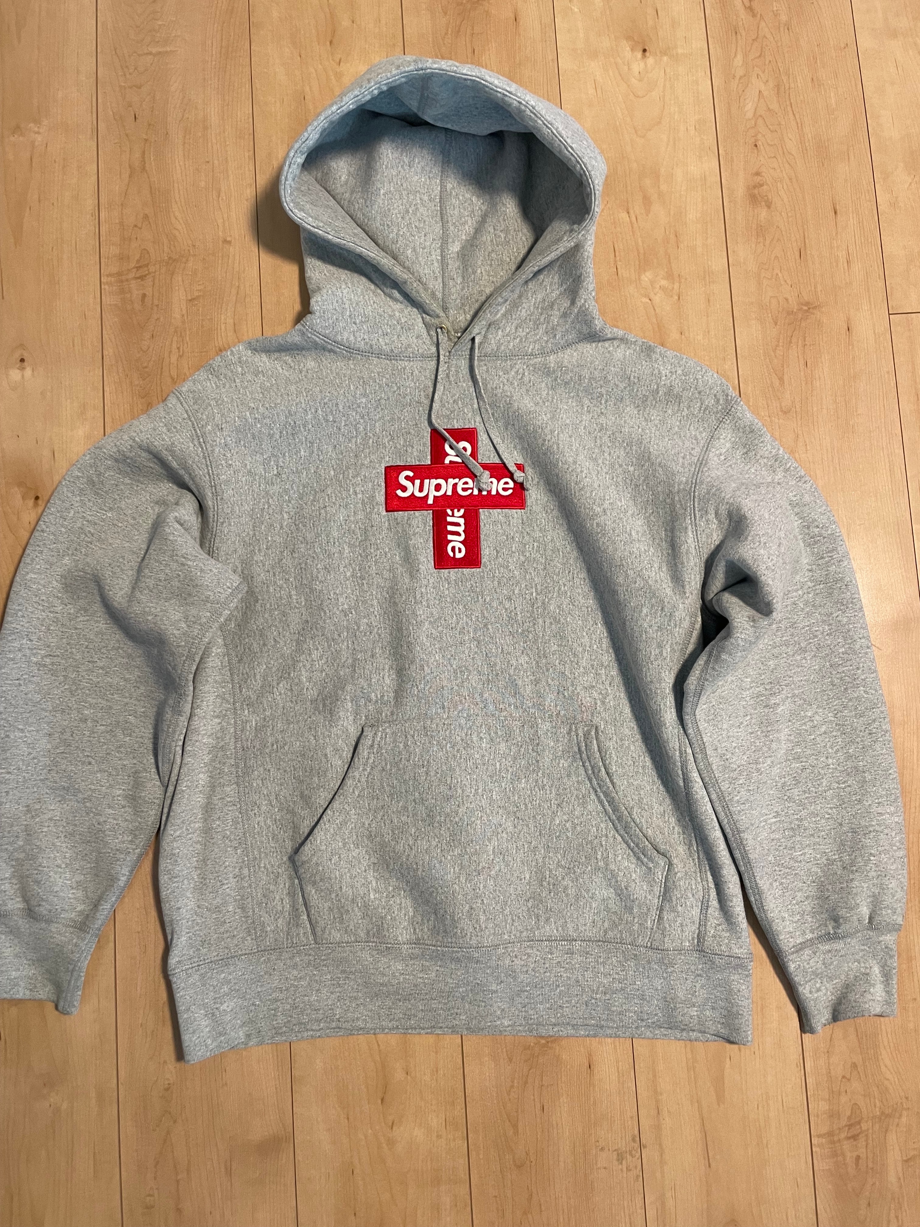 Supreme Cross Box Logo Hooded Sweatshirt "Grey"