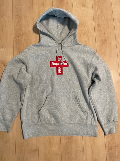 Supreme Cross Box Logo Hooded Sweatshirt "Grey"