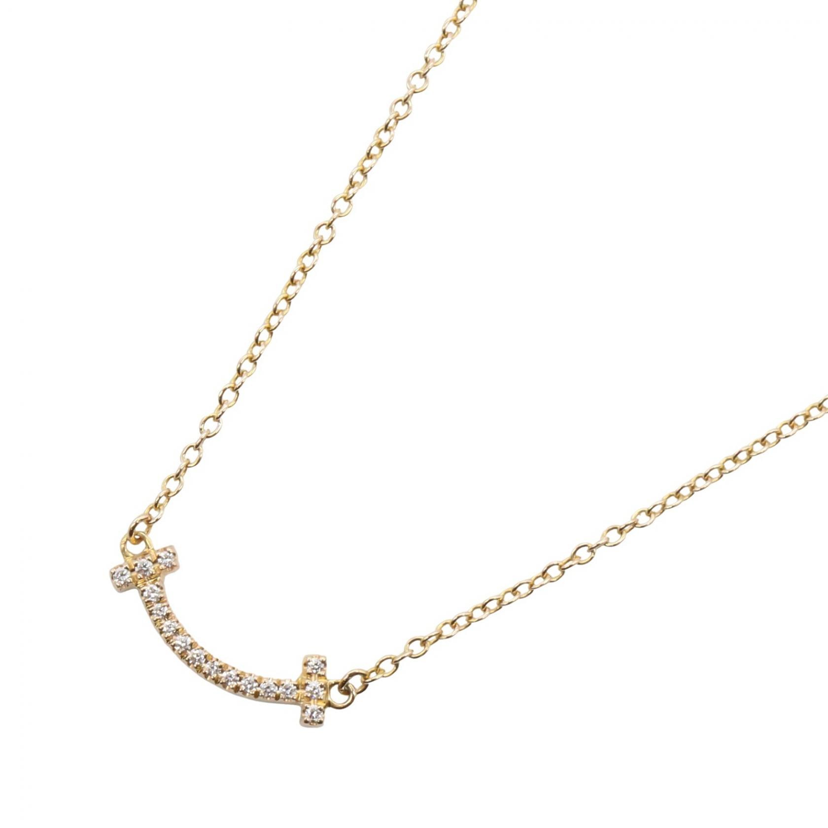 ティファニー TIFFANY&CO Tスマイル ミニ ネックレス ダイヤ ネックレス ジュエリー K18PG(ピンクゴールド) ダイヤモンド レディース ゴールド系 / クリア系 【中古】