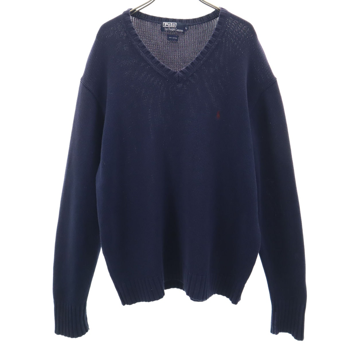 Polo by Ralph Lauren ポロバイラルフローレン 90s オールド 長袖 Vネック ニット L ネイビー