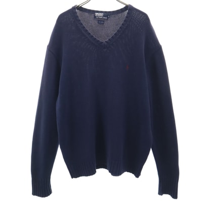 Polo by Ralph Lauren ポロバイラルフローレン 90s オールド 長袖 Vネック ニット L ネイビー