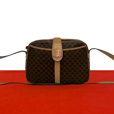 CELINE セリーヌ マカダム ブラゾン トリオンフ ロゴ レザー PVC ショルダーバッグ ブラウン
31141