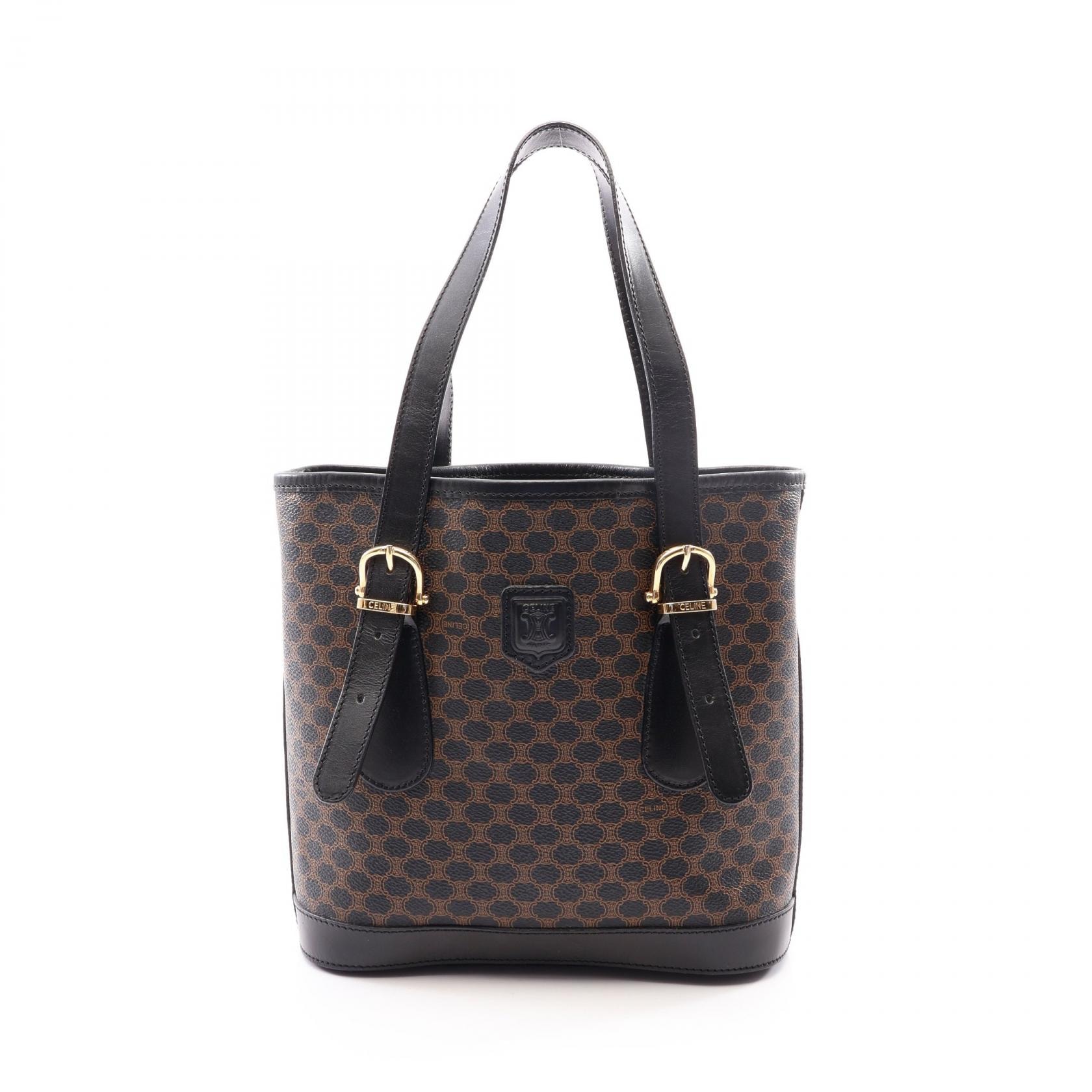 セリーヌ CELINE マカダム トートバッグ バッグ レザー レザー レディース ブラック系 / ブラウン系 【中古】