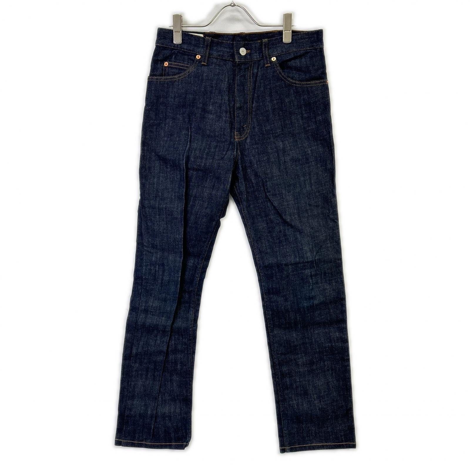 グッチ 623953 インディゴ レザーパッチ ストレートデニムパンツ 30