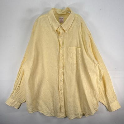 古着 ブルックスブラザーズ Brooks Brothers 長袖シャツ IRISH LINEN ボタンダウン 2XL イエロー系 チェック メンズ