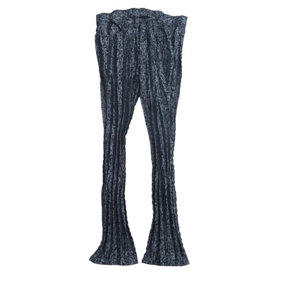 ISSEY MIYAKE MEN イッセイミヤケ メン デニムパンツ ストレートパンツ プリーツ加工 ジップフライ フルレングス 総柄 ブランド古着【中古】20250701/RA5329