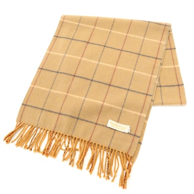 Burberrys バーバリーズ カシミア チャック柄 マフラー ベージュ系 フリンジ