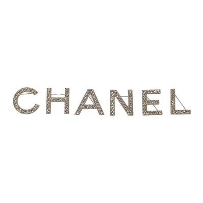 シャネル CHANEL ロゴ クリスタル AB1368 ブローチ メタル ゴールド レディース【中古】【Aランク】