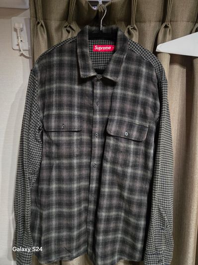 Supreme Houndstooth Plaid Flannel Shirt "Black"