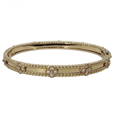 Van Cleef & Arpels ヴァンクリーフ&アーペル ブレスレット ペルレ スウィートクローバー K18イエローゴールド ダイヤモンド VCARP6X500 レディース 約16.6g 美品【中古品】