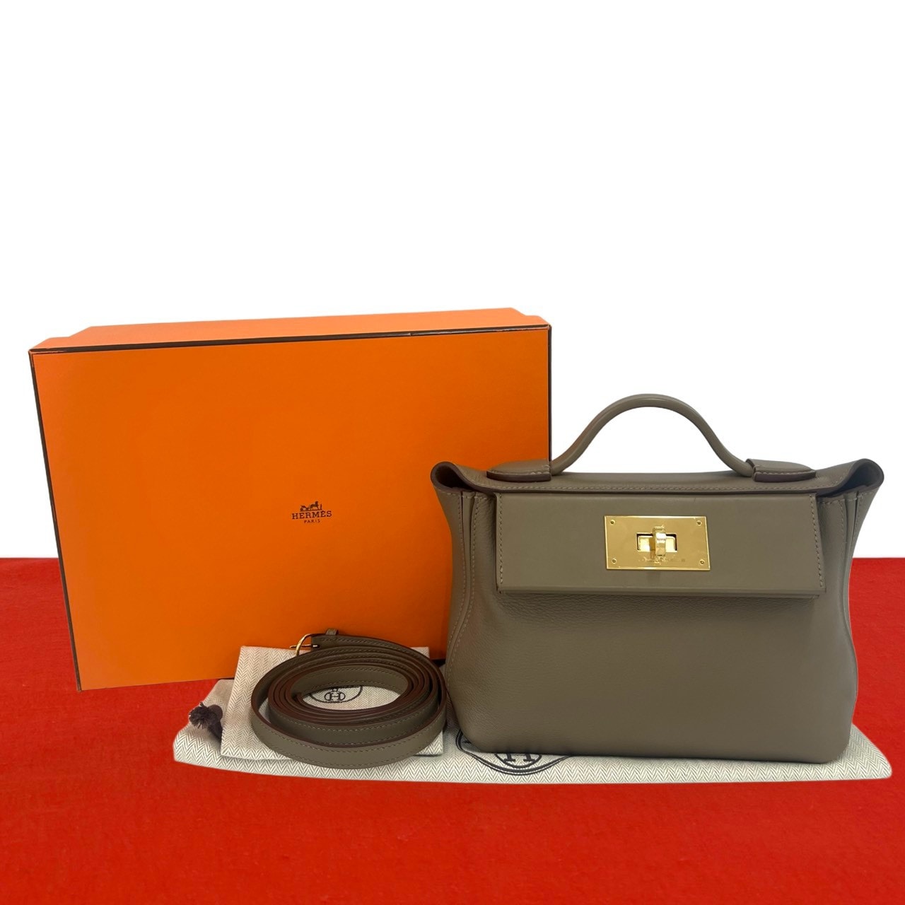 HERMES エルメス サック ヴァン キャトル ミニ 21 エバーカラー ヴォースイフト ショルダーバッグ エトゥープ ブラウン
 28226