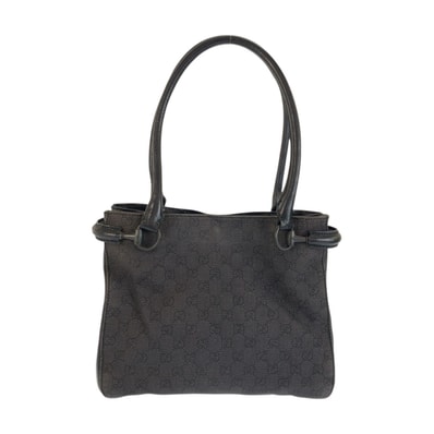 美品 GUCCI グッチ ブラック 黒 GGキャンバス レザー/ トートバッグ ショルダーバッグ 601685 【中古】