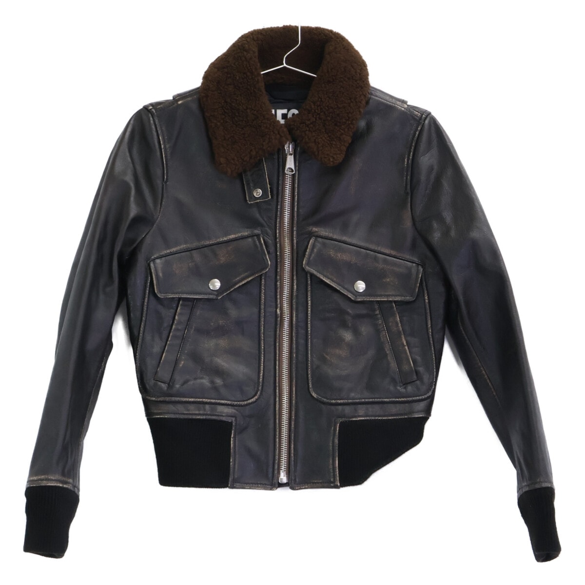 ディーゼル L-TRACY シープファー ヴィンテージ加工 レザーブルゾン XS