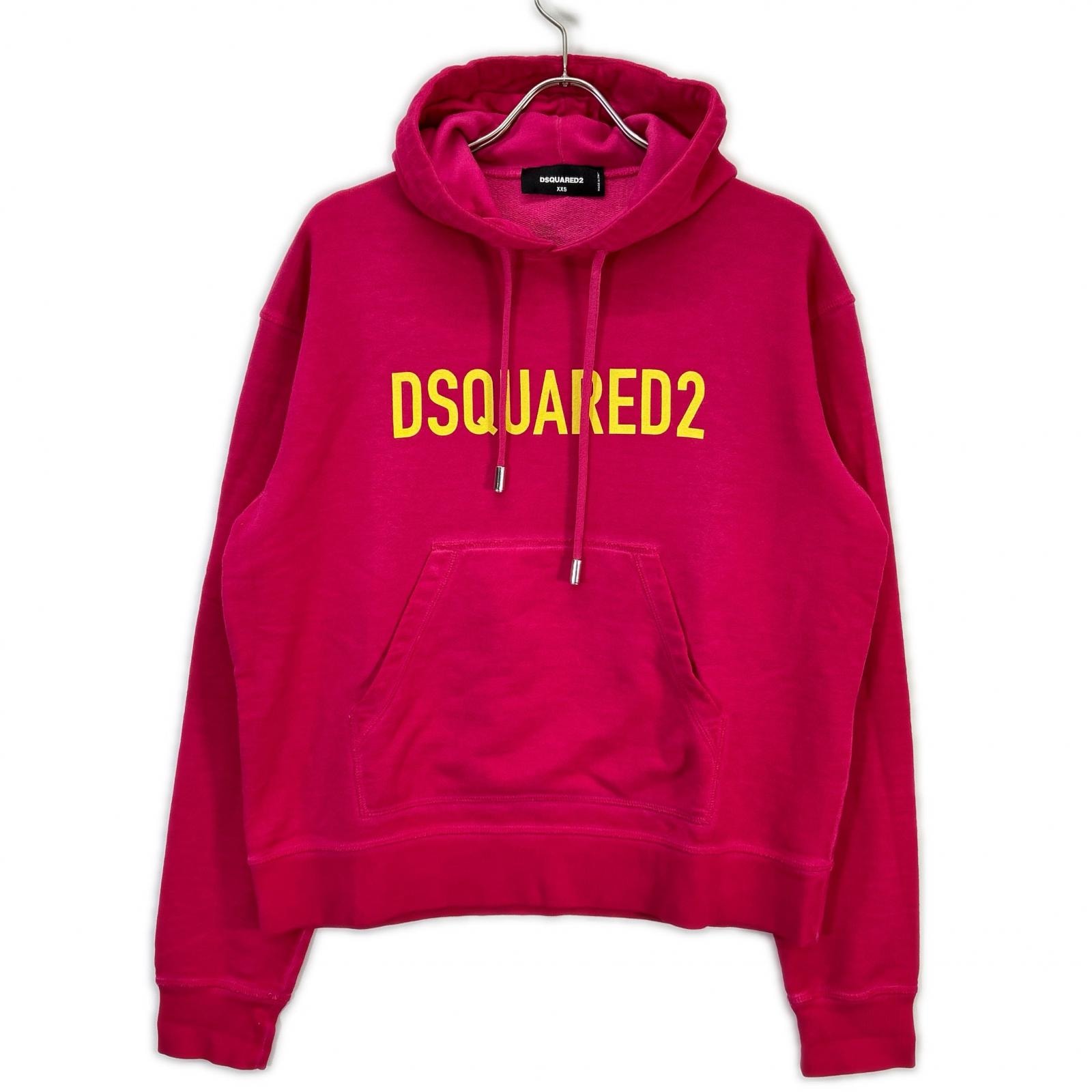 ディースクエアード S75GU0429 22年製 ピンク ロゴプリント パーカフーディ XXS