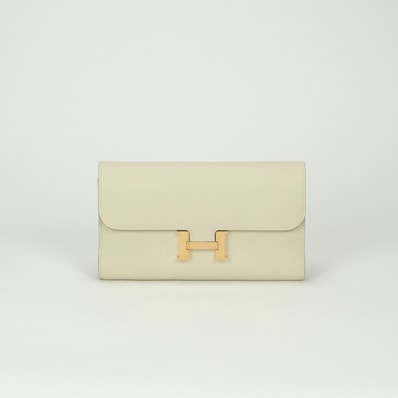 エルメス HERMES コンスタンスロング コンスタンス ロング 財布 長財布 ロングウォレット エプソン クレ Craie アイボリー Ivoryクリーム Cream ゴールド金具 ヴォーエプソン