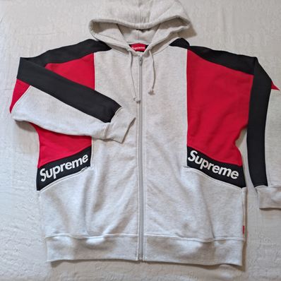 Supreme Color Blocked Zip Up Hooded Sweatshirt "Ash Grey"