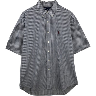 古着 ラルフローレン Ralph Lauren BLAKE ギンガムチェック 半袖 ボタンダウン チェックシャツ メンズL相当/eaa640696