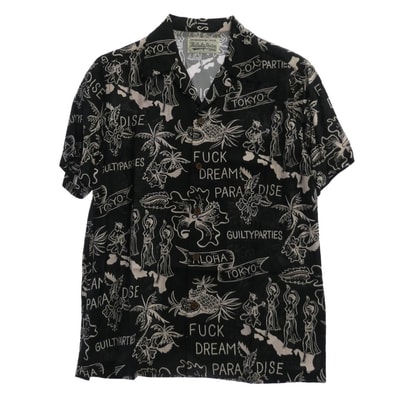 WACKO MARIA ワコマリア 半袖シャツ 17SS FUCK DREAM PARADISE 半袖 アロハ シャツ ブラック系【中古】