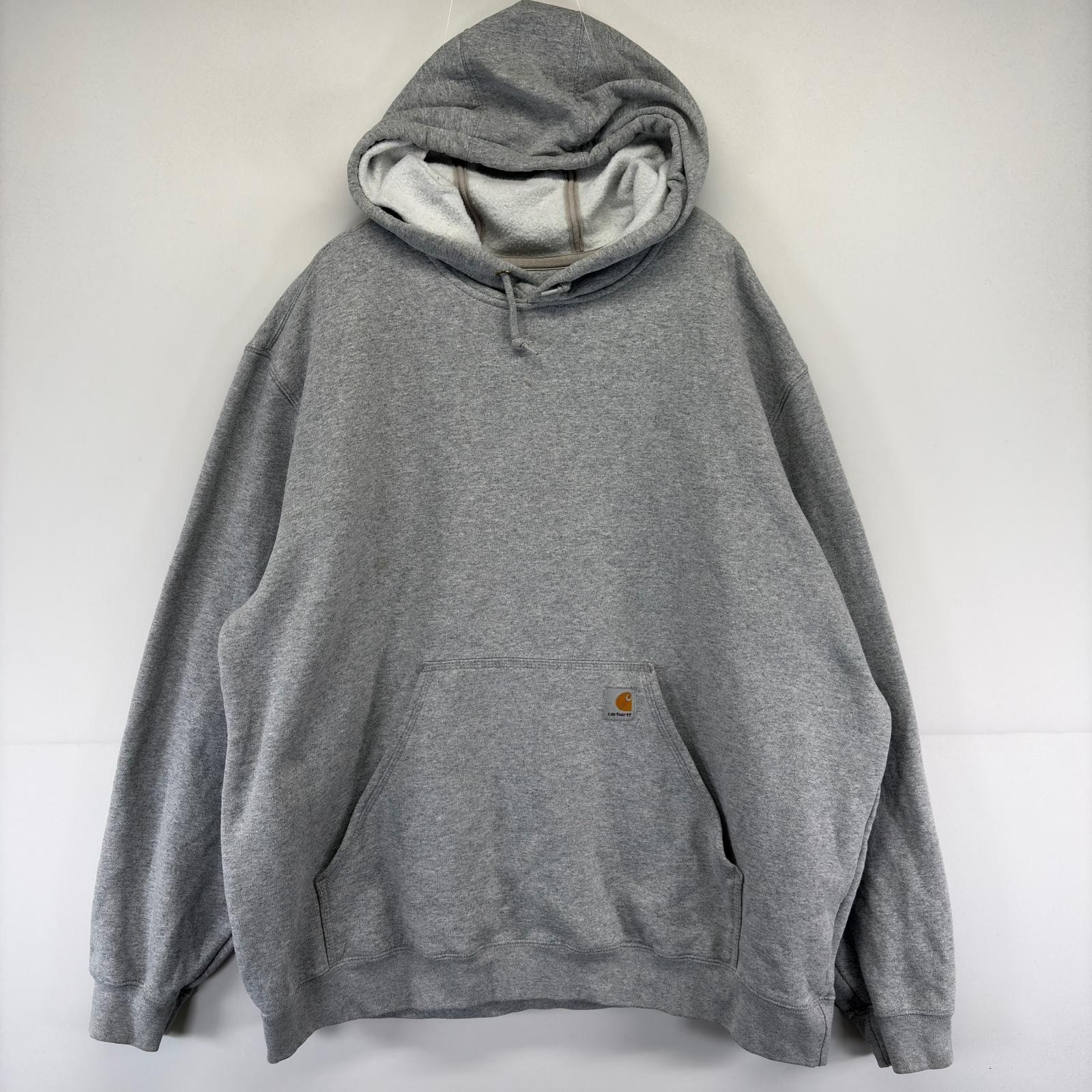 古着 カーハート Carhartt パーカー スウェット プルオーバー ワンポイント ロゴ 大きいサイズ 2XL  グレー メンズ