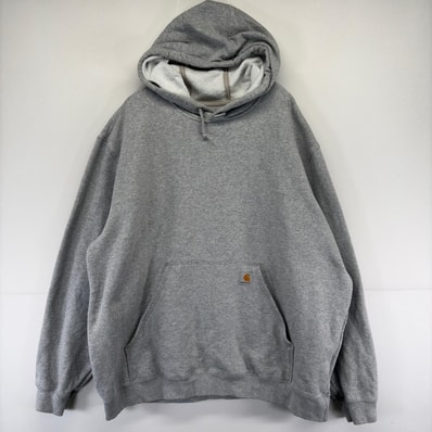 古着 カーハート Carhartt パーカー スウェット プルオーバー ワンポイント ロゴ 大きいサイズ 2XL グレー メンズ