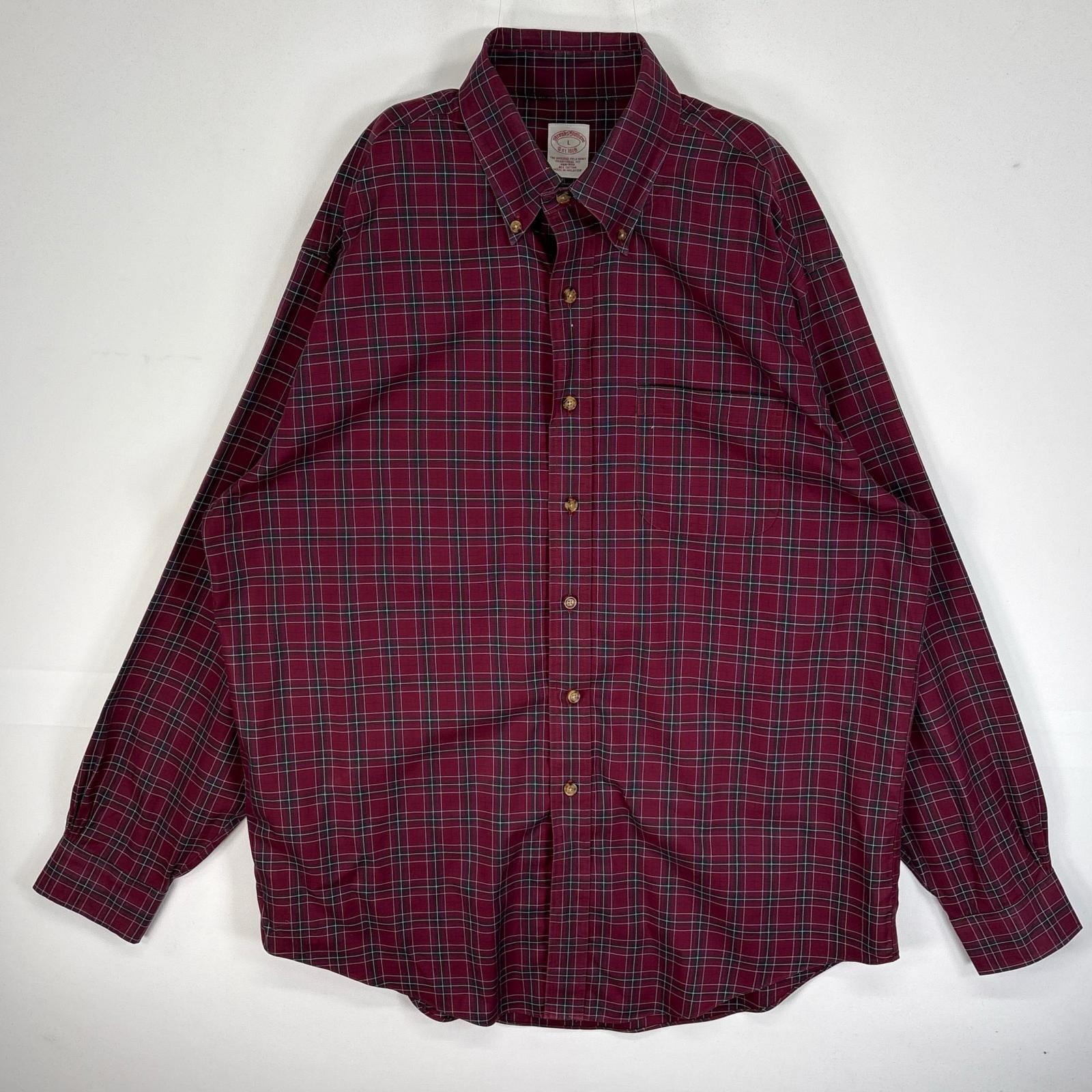古着 ブルックスブラザーズ Brooks Brothers 長袖シャツ チェック 胸ポケ ボタンダウン L  ワインレッド系 マルチカラー メンズ