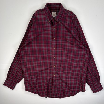 古着 ブルックスブラザーズ Brooks Brothers 長袖シャツ チェック 胸ポケ ボタンダウン L ワインレッド系 マルチカラー メンズ