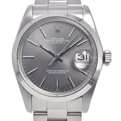 ロレックス ROLEX 1500 オイスターパーペチュアル デイト Cal.1570 グレー 自動巻き メンズ 良品 腕時計 N#148633