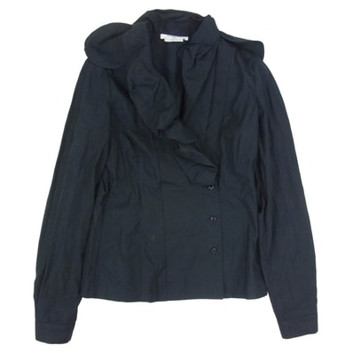 GIVENCHY ジバンシィ ブラウス 65 6043 14 変形 フリル ブラウス シャツ ジャケット ブラック系 36【中古】